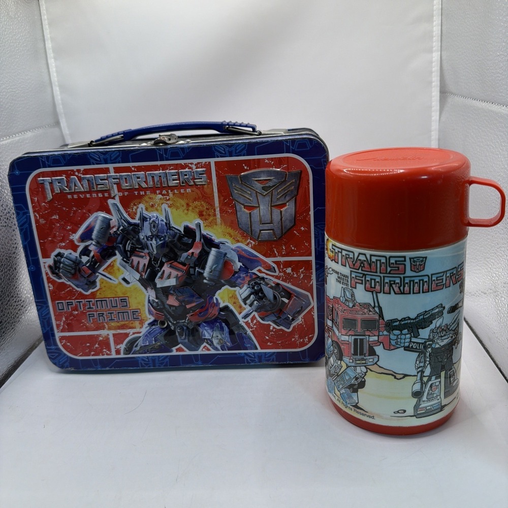 Transformers Metal Lunch Box Optimus Prime Revenge Of The Fallen 2009 W Thermos
